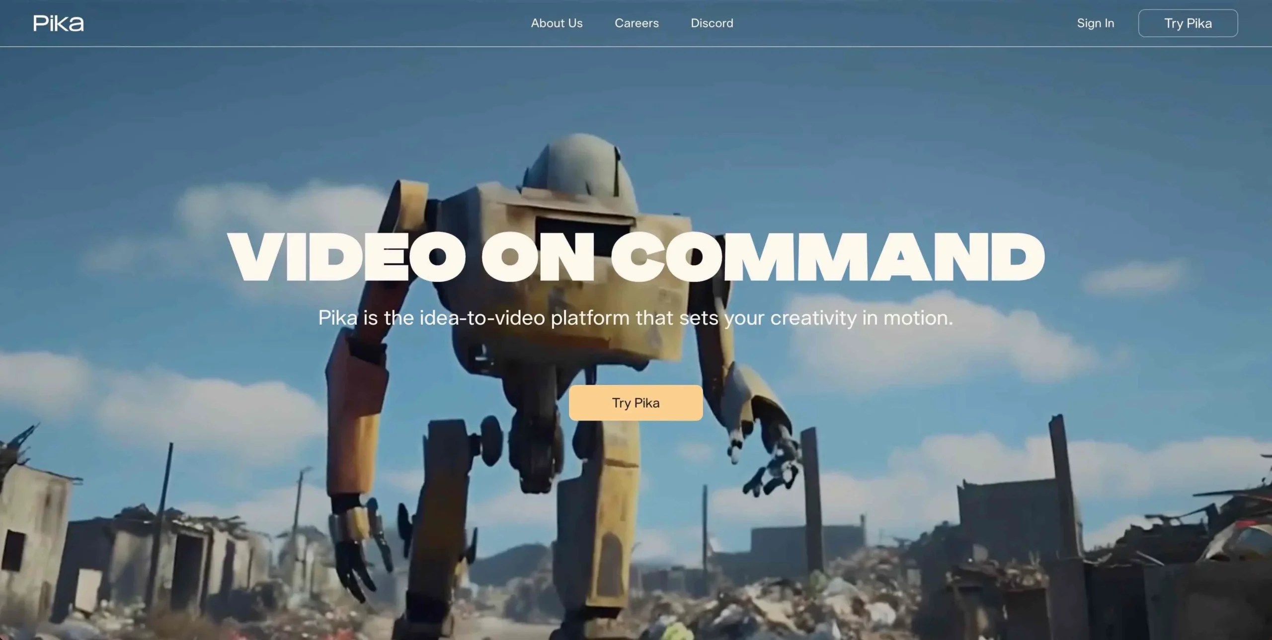 Pika 2.5 AI video generator interface for short-form image-to-video and social creative workflows