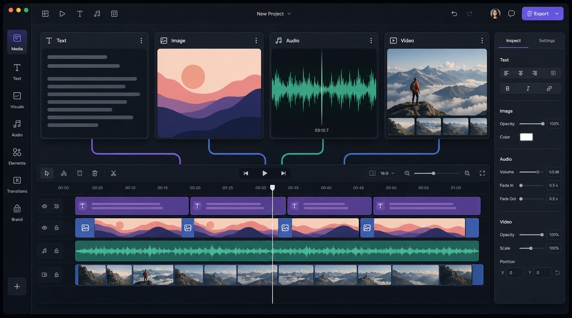 Gemini Omni AI video generator workflow combining text, images, audio, and video references into one editable timeline