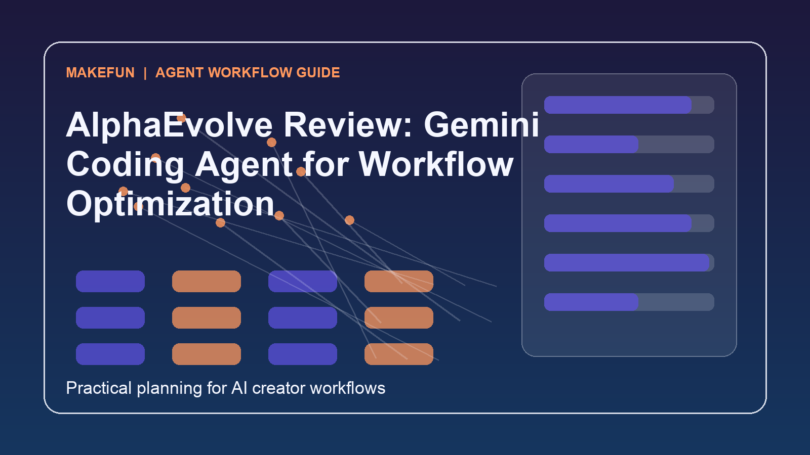 AlphaEvolve Review: Gemini Coding Agent for Workflow Optimization hero image for Makefun workflow planning