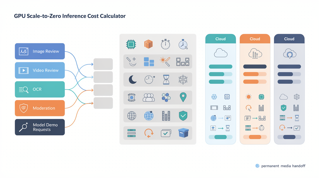 Koyeb GPU scale-to-zero inference cost calculator for Makefun AI media workflows